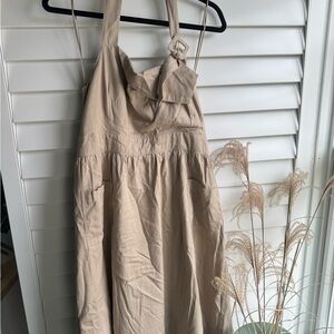 Anthro NWT Beige Halter Dress